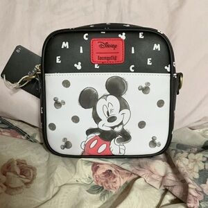 Loungefly Black and White Mickey Mouse Crossbody Bag